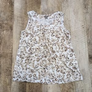 J. Jill White and Brown Sleeveless Top